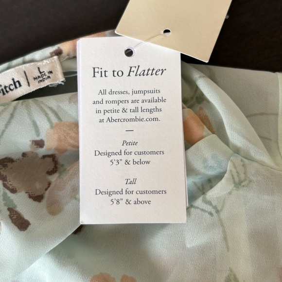 NEW Abercrombie Fitch Sz L High Neck Chiffon Mini Dress In Light Green Floral - Picture 11 of 11